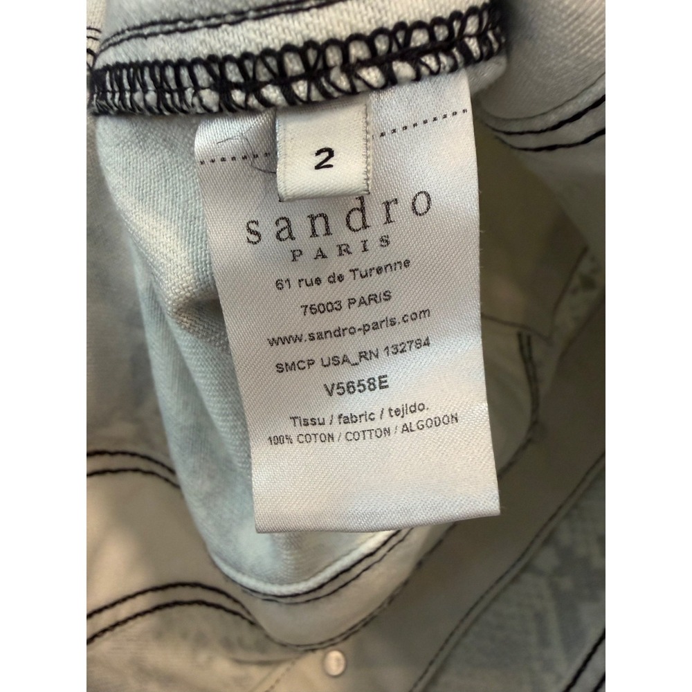 Sandro Paris Reptile Snake Print Denim Vest Women's Size 2 SMALL Edgy Statement - Picture 6 of 7